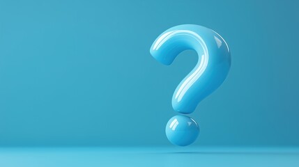 3D Rendering of FAQ Question Mark Icon on a Vibrant Blue Background