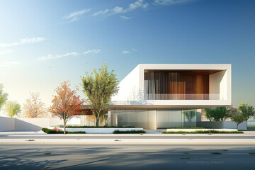 Modern buildings on the roadside