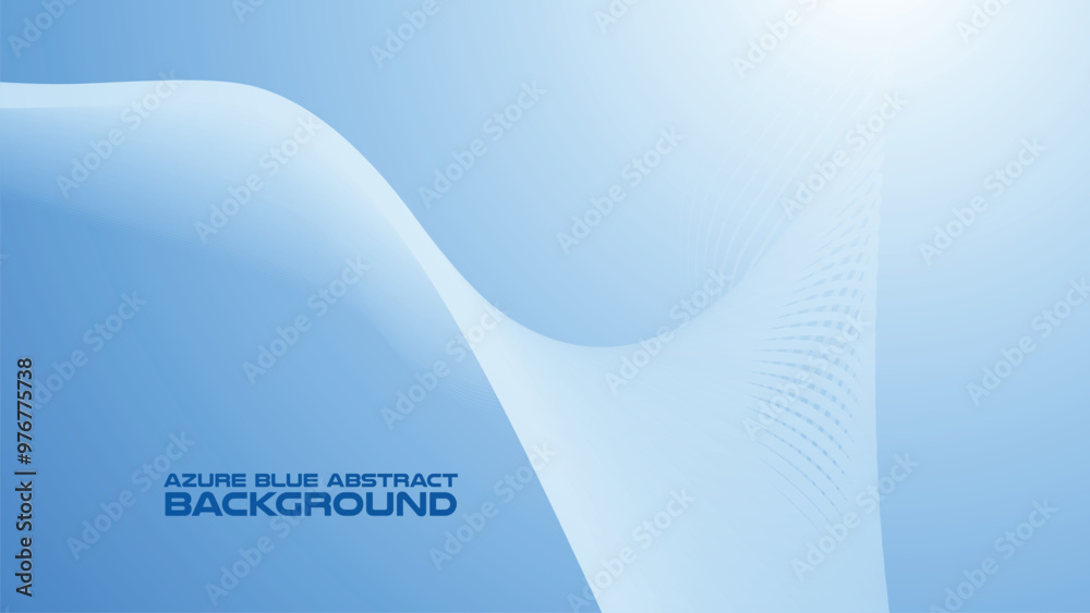 Wall mural azure blue abstract background with curve line for backdrop or presentation