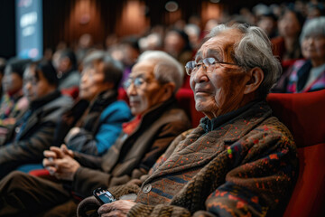 Obraz premium Elderly people watching movies