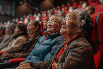 Obraz premium Elderly people watching movies