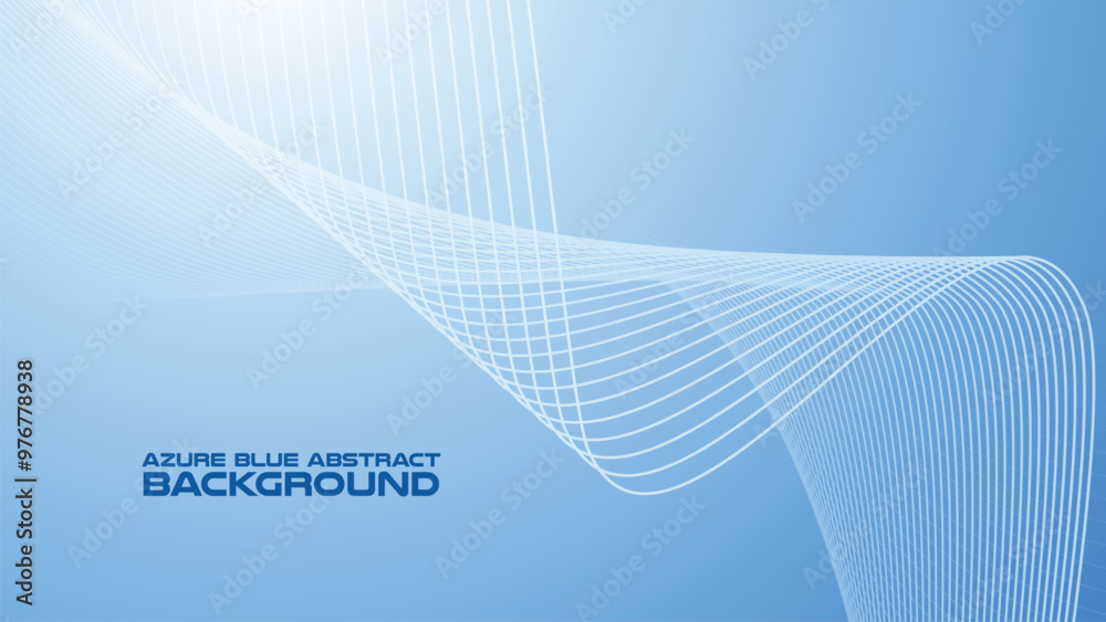Wall mural azure blue abstract background with curve line for backdrop or presentation