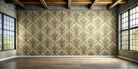 Vintage interior with blank walls, empty room for art or design