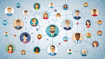 Networking opportunities flat design front view professional connections render, professional, networking