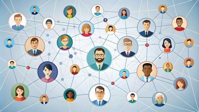 Networking opportunities flat design front view professional connections render, professional, networking
