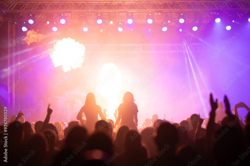 Canvas Prints Crowd at concert and colorful stage lights.