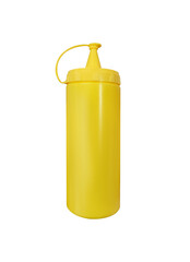 yellow plastic bottle for mustard and other sauces transparent background