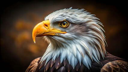 Obraz premium Majestic portrait of a powerful eagle, eagle, majestic, bird, wildlife, predator, nature, plumage, fierce, strength, raptor