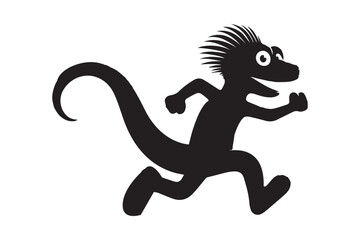 black dragon on white background silhoutte vector and illustration