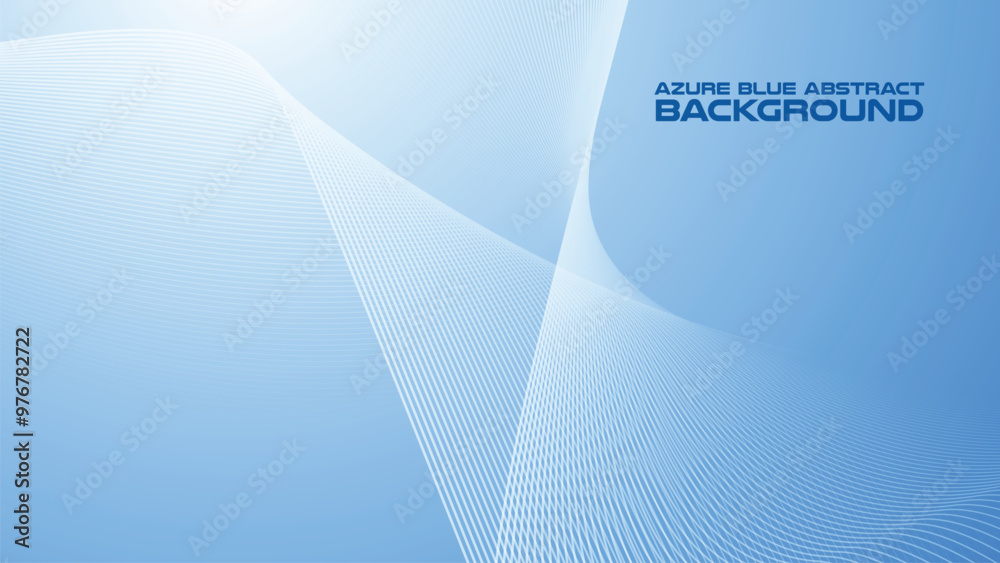 Wall mural azure blue abstract background with curve line for backdrop or presentation