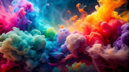 Fototapeta premium Abstract and vibrant ink in water background with colorful smoke and paint stains, perfect for social media and printing design