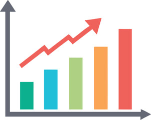 Bar Chart Vector Icon. Flat icon isolated on the white background. Editable EPS file. Vector illustration.