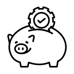 Icon of saving know-how. Gear is going into a piggy bank.