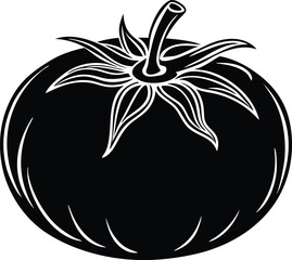 Tomato silhouette icon, vector illustration on black and white.