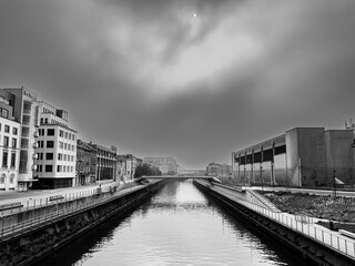Street view of old village Charleroi in Belgium