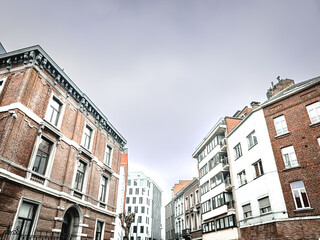 Street view of old village Charleroi in Belgium