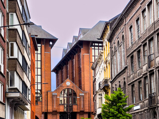 Fototapeta premium Cultural Heritage Explored: Journeying through Charleroi Timeless Street Scenes