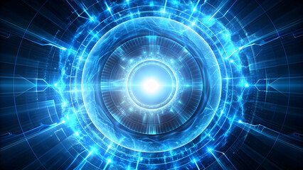 Obraz premium Futuristic blue energy core emitting light and power, technology, futuristic, energy, core, blue, advanced