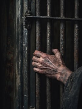 Prisoner's Hand Behind Bars