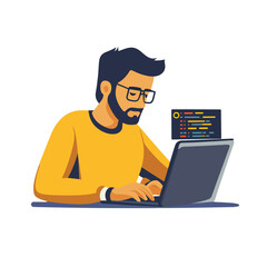 A man working on laptop