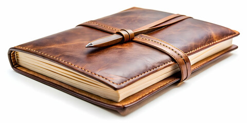 Obraz premium Blank leather journal ready to be filled with creative thoughts and dreams, creativity, expression, writing
