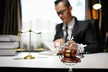 Male lawyer or judge consult having team meeting with client, Law and Legal services concept