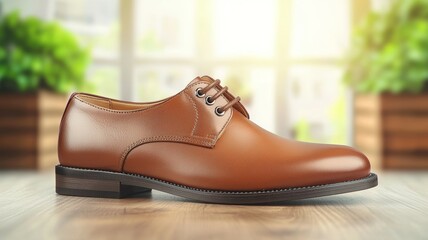 A brown shoe with a brown laces