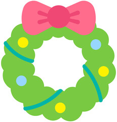 Colorful Christmas elements wreath of mistletoe