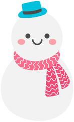 Cute Merry Christmas snowman wearing red scarf