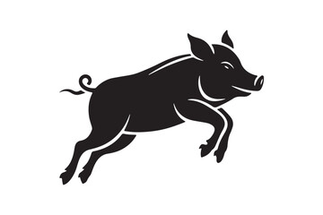 Pig silhouette vector illustration, Pig silhouette vector, Pig silhouette