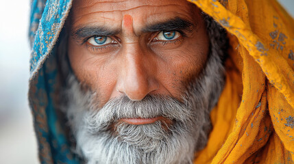 close up of indian holy man
