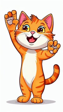 A cute kitten waves hello with a paw
