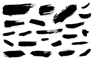 Ensemble de traces de coups de pinceau à la peinture acrylique - Version 2 - Illustration sur fond transparent PNG, et JPEG