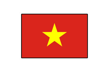 A vibrant depiction of the Vietnam flag featuring a red field with a large yellow star at its center, symbolizing the country's unity and independence