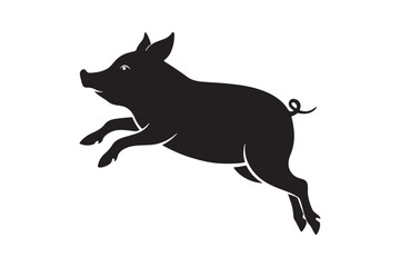 Pig silhouette vector illustration, Pig silhouette vector, Pig silhouette