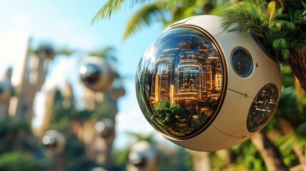 Naklejka premium Futuristic Cityscape Reflectio
