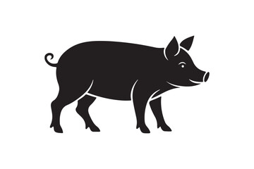 Pig silhouette vector illustration, Pig silhouette vector, Pig silhouette