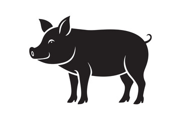 Pig silhouette vector illustration, Pig silhouette vector, Pig silhouette