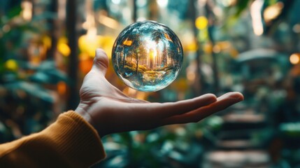 Fototapeta premium Hand Holding Glass Globe.
