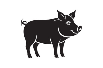Pig silhouette vector illustration, Pig silhouette vector, Pig silhouette