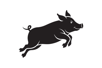 Pig silhouette vector illustration, Pig silhouette vector, Pig silhouette