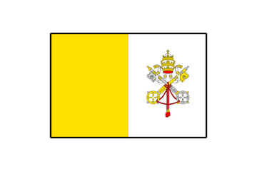 The flag of Vatican City, featuring vertical yellow and white stripes, displays the crossed keys and papal tiara, symbolizing the sovereignty and religious significance of this independent city-state. © pyty