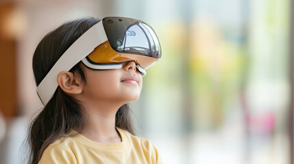 little indian girl wearing virtual reality glasses