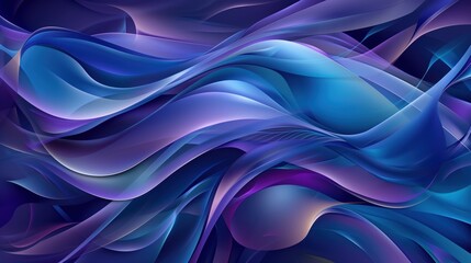 Obraz premium Serene Abstract Patterns Calming Fluid Shapes in Deep Blues and Purples
