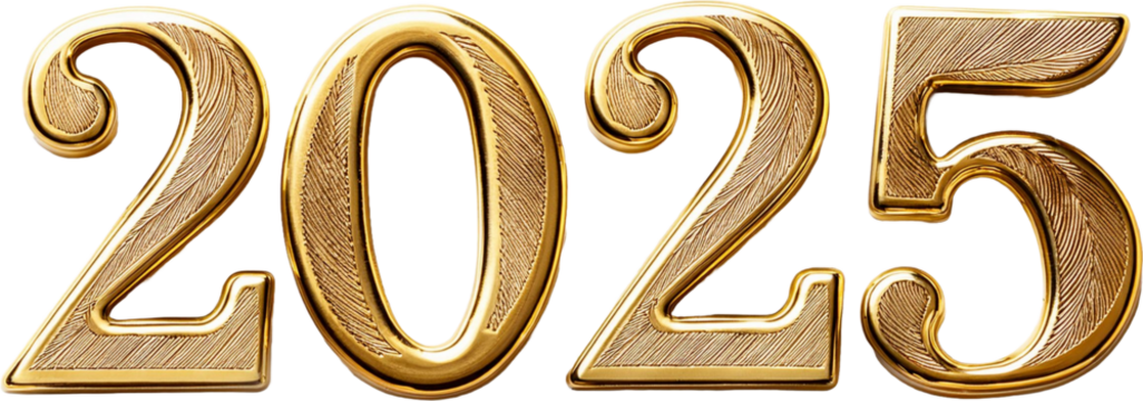 Luxurious 3D glittering and shining golden numbers for 2025. Perfect for festive designs, New Year’s projects, and elegant digital decor. Top view elegance with sparkling charm.