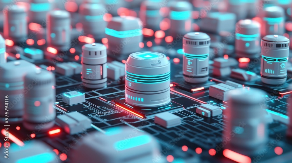 Poster Futuristic Server Array.