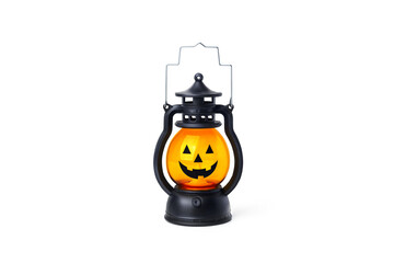 Halloween pumpkin lamp. Halloween autumn concept. Isolated on white or transparent png background