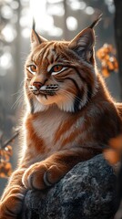 Obraz premium Beautifully rendered high-definition image of a Lynx with lifelike fur and natural surroundings