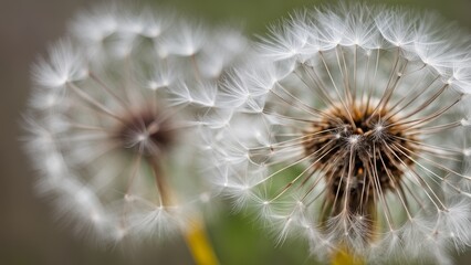 Two fluffy dandelions
