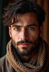 Obraz premium Portrait of an italian beautiful man with a scarf